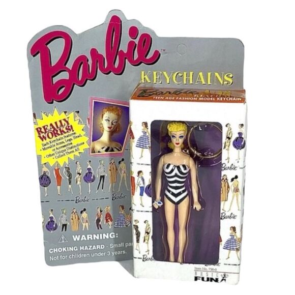 Retro 1995 Mattel Barbie Key Chain Original Barbie Swim Suite From Intro 1959 - Picture 1 of 5